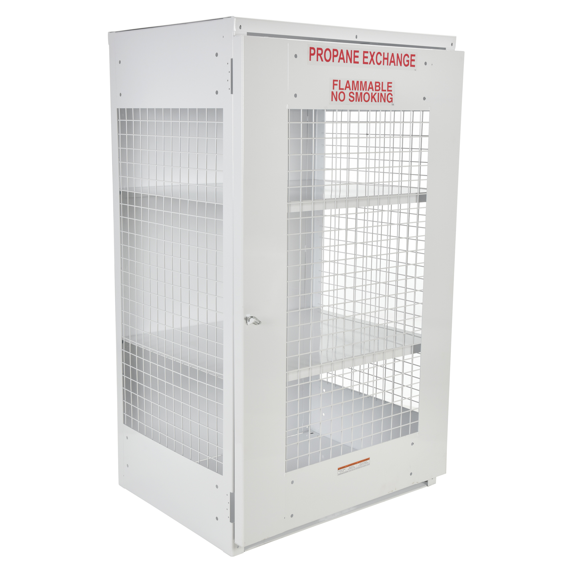 Vestil Cylinder Storage Cabinet with Mesh Door - 68.25in.H x 40in.W, 18 Cylinder Capacity, Lockable, White, Model# CYL-EX-18-E